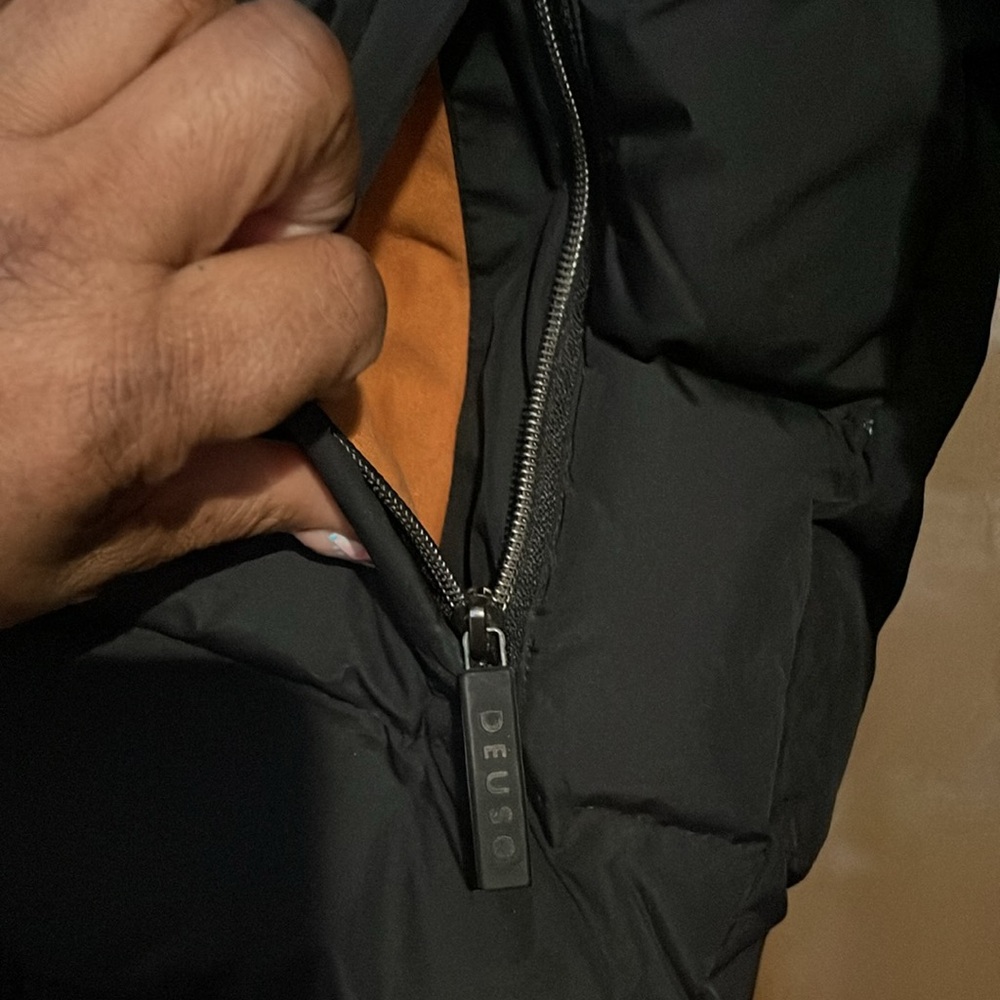 DEUS EX MACHINA Men’s M Puffer Coat Pockets Full Zip Close Rem Hood Drawst Waist - Picture 9 of 17